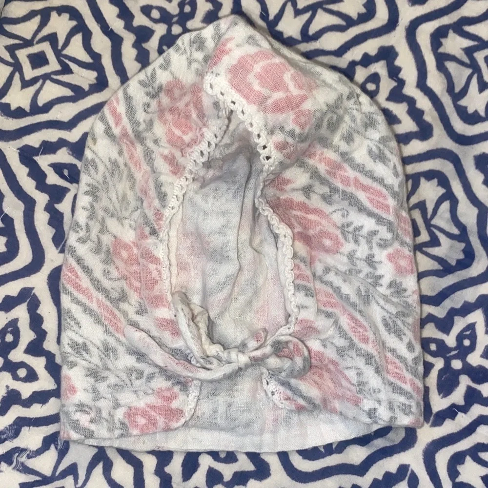 Muslin cotton  Floral Patterned Baby bonnet Hat 0-3 mo